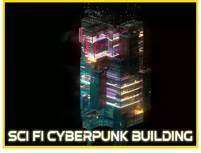 Sci-Fi Cyberpunk Futuristic City Skyscraper Building  54