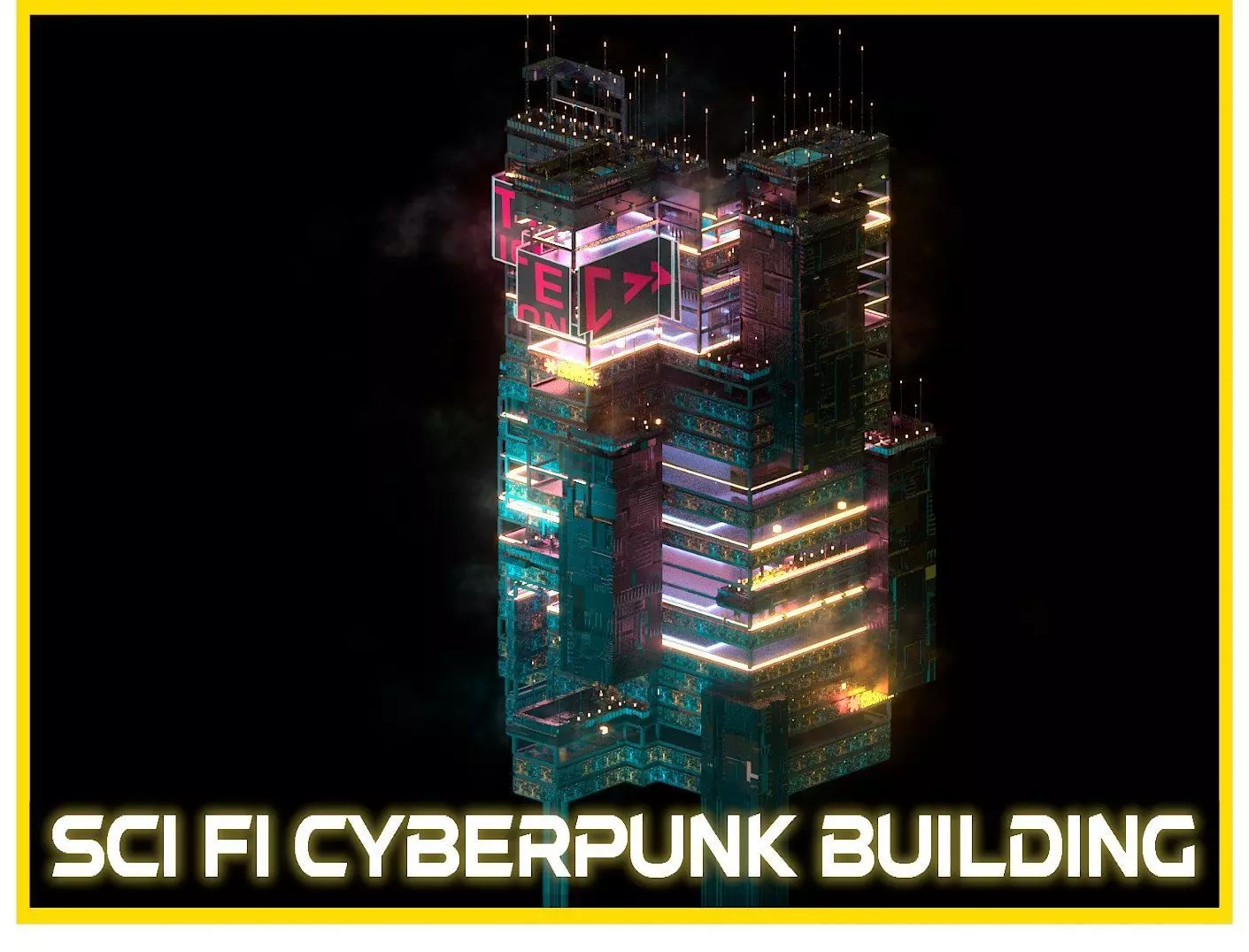 Sci-Fi Cyberpunk Futuristic City Skyscraper Building 54 3D model_0