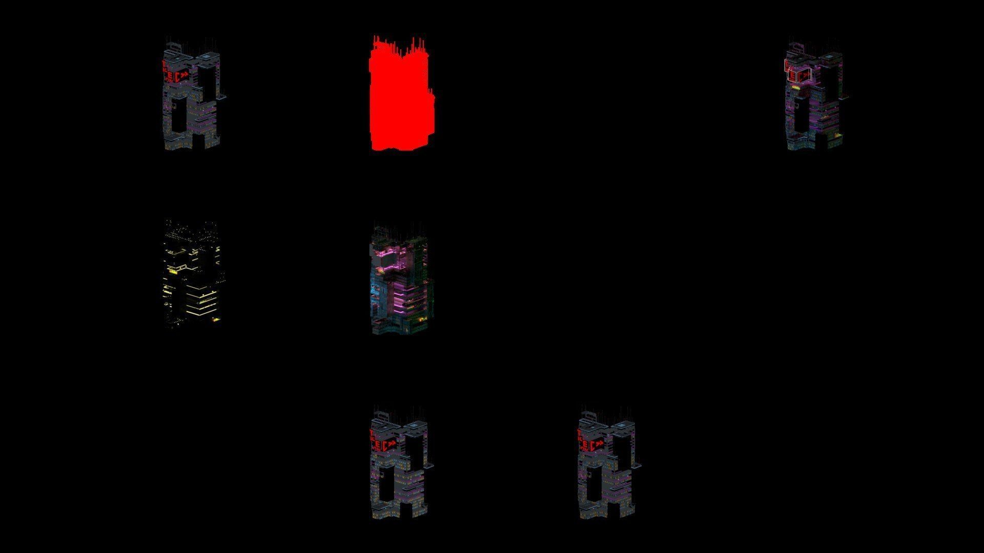 Sci-Fi Cyberpunk Futuristic City Skyscraper Building 54 3D model_4