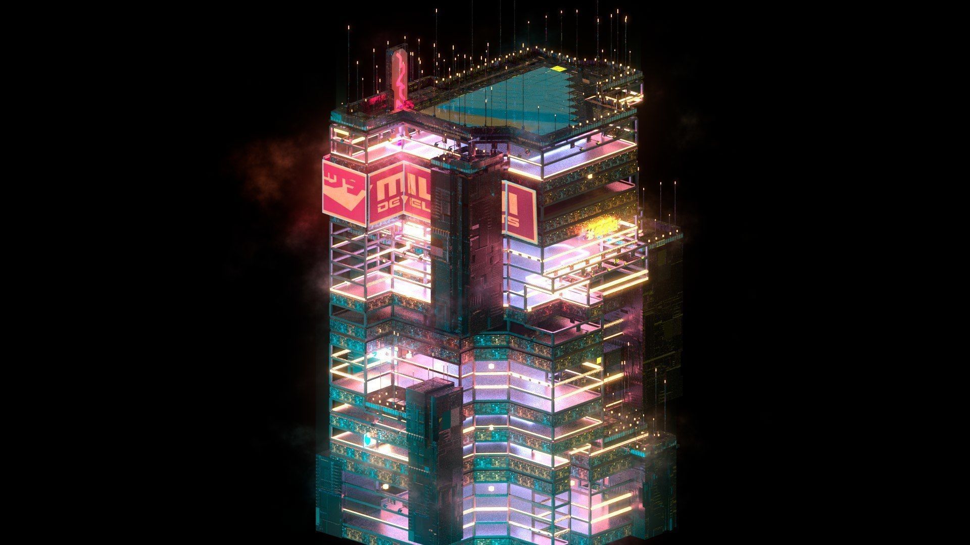Sci-Fi Cyberpunk Futuristic City Skyscraper Building 53 3D model_1