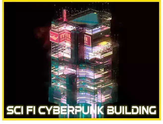 Sci-Fi Cyberpunk Futuristic City Skyscraper Building  53