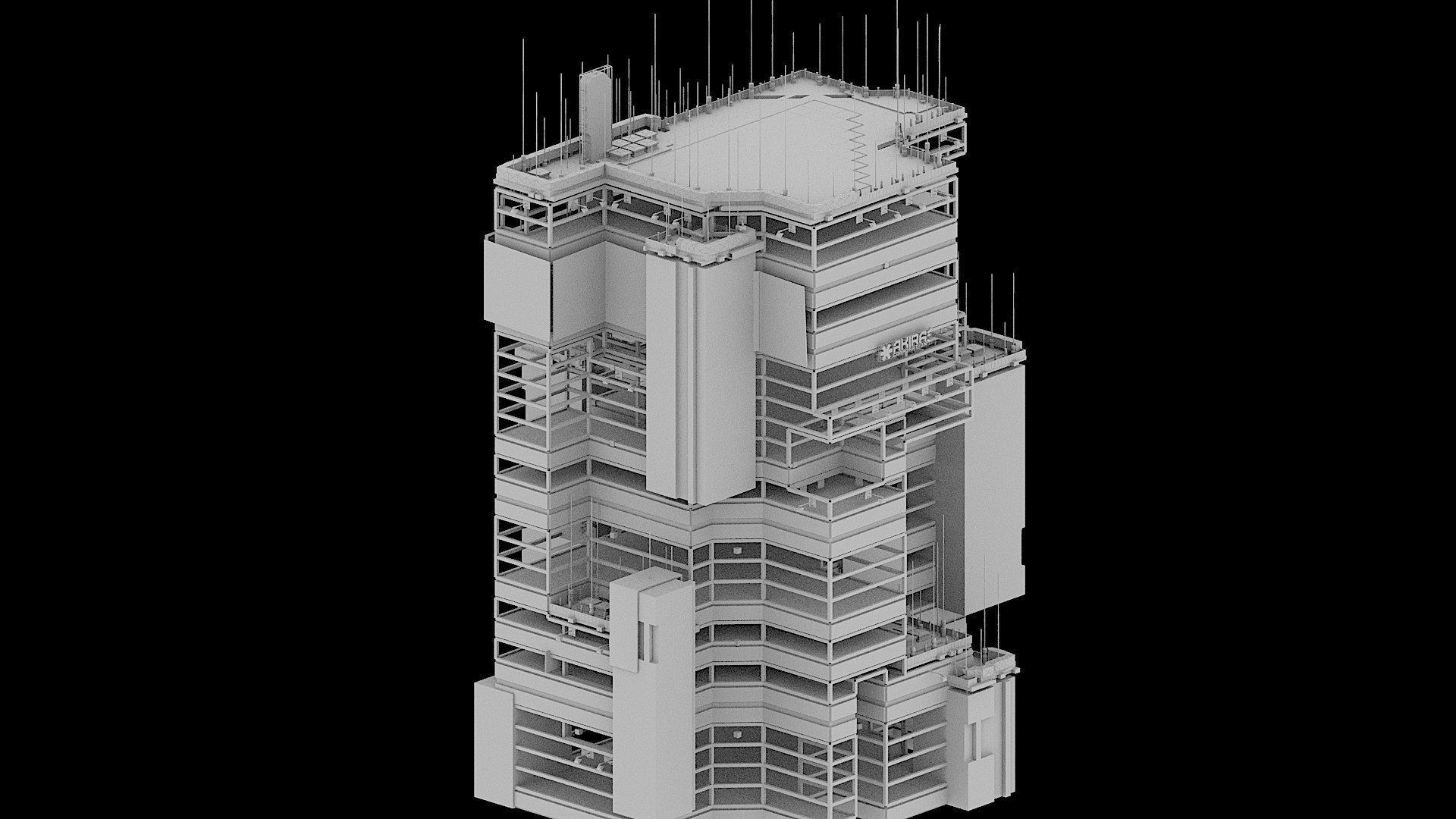 Sci-Fi Cyberpunk Futuristic City Skyscraper Building 53 3D model_2