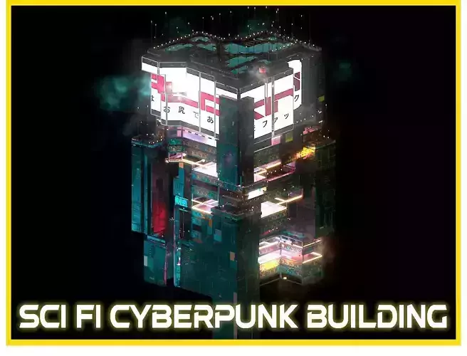 Sci-Fi Cyberpunk Futuristic City Skyscraper Building  52