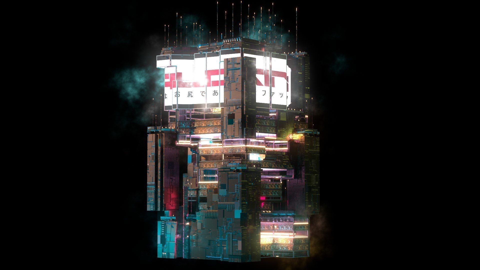 Sci-Fi Cyberpunk Futuristic City Skyscraper Building 52 3D model_3