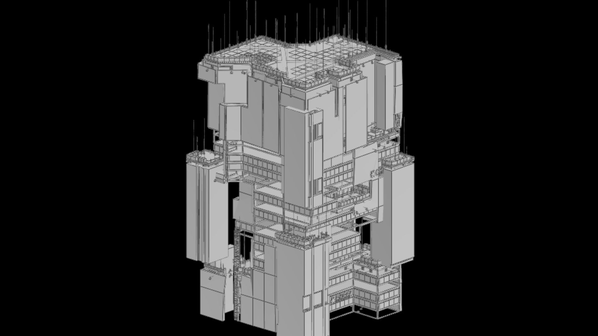 Sci-Fi Cyberpunk Futuristic City Skyscraper Building 52 3D model_6