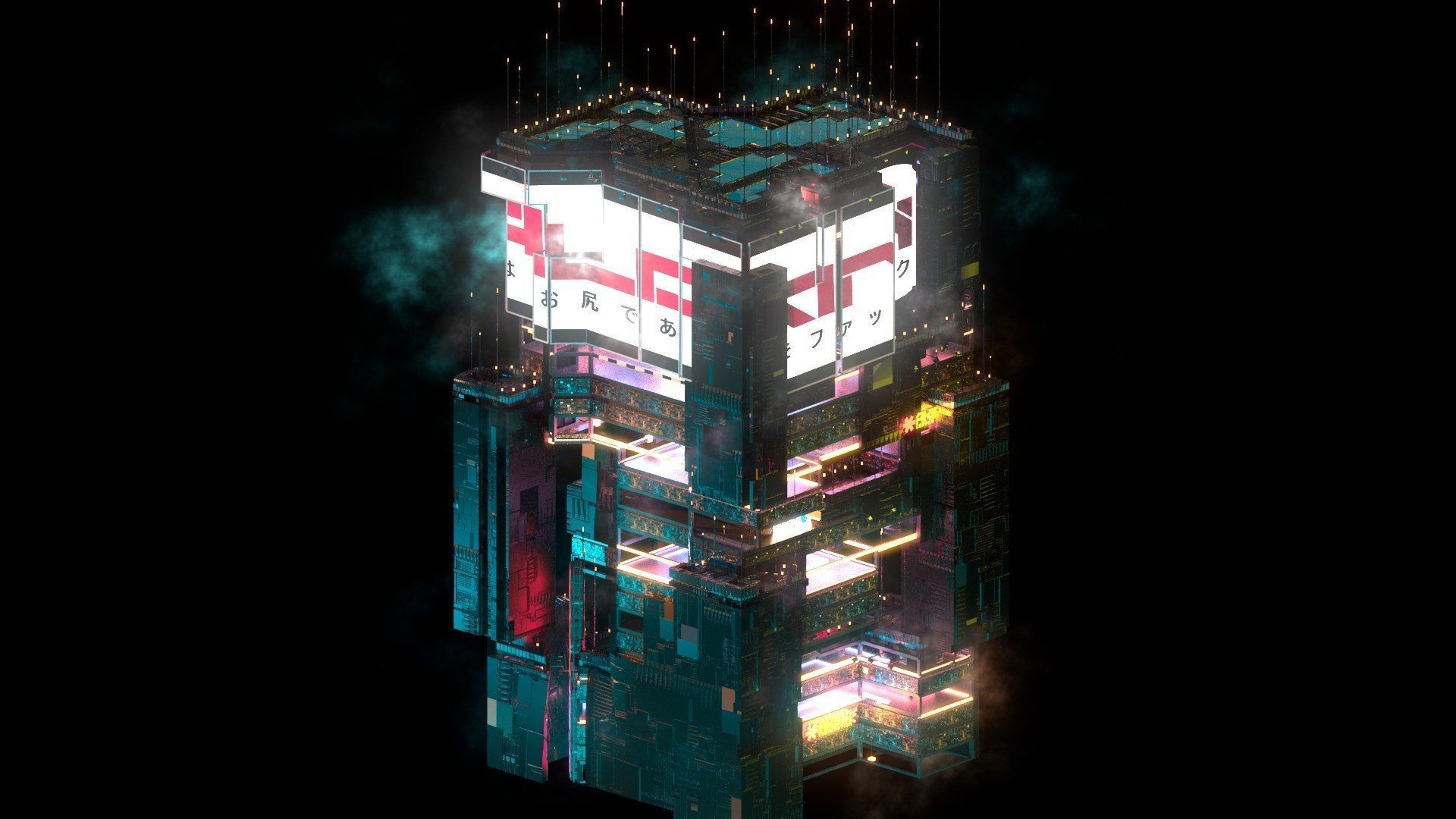 Sci-Fi Cyberpunk Futuristic City Skyscraper Building 52 3D model_1