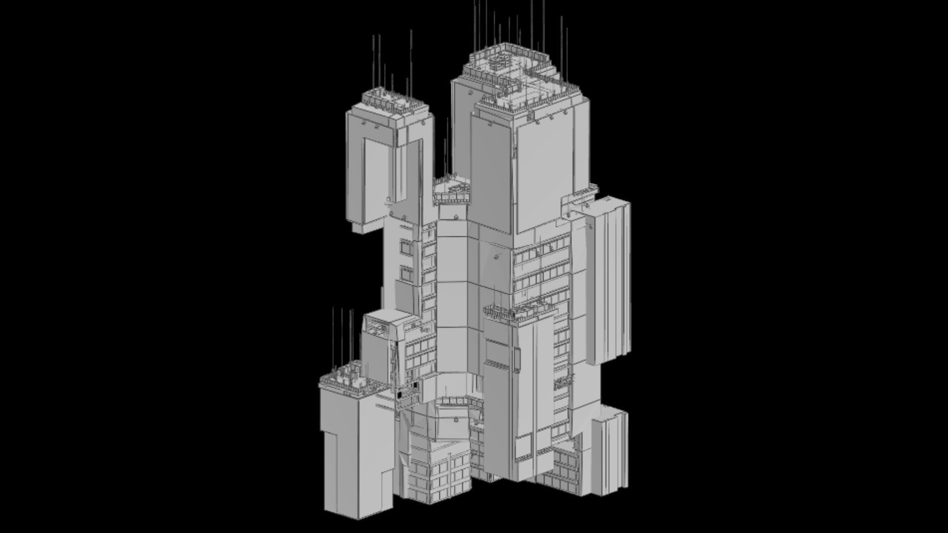 Sci-Fi Cyberpunk Futuristic City Skyscraper Building 51 3D model_6