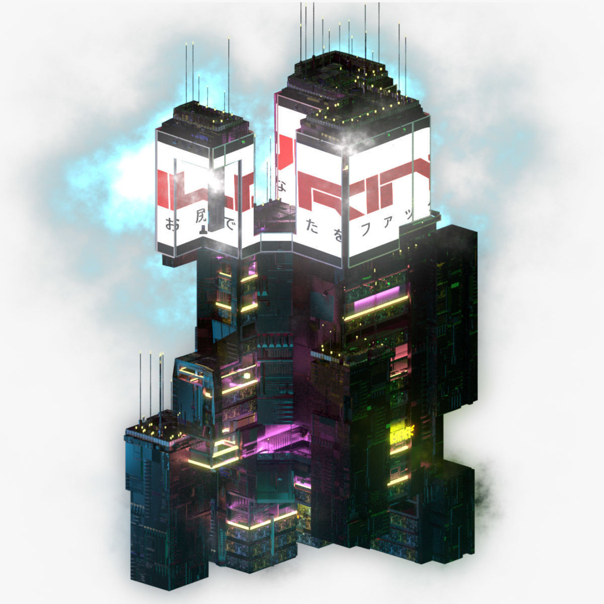 Sci-Fi Cyberpunk Futuristic City Skyscraper Building 51 3D model_5