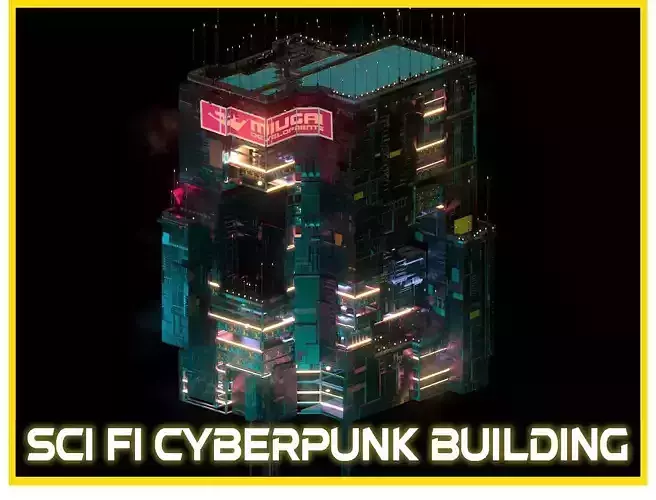Sci-Fi Cyberpunk Futuristic City Skyscraper Building  50