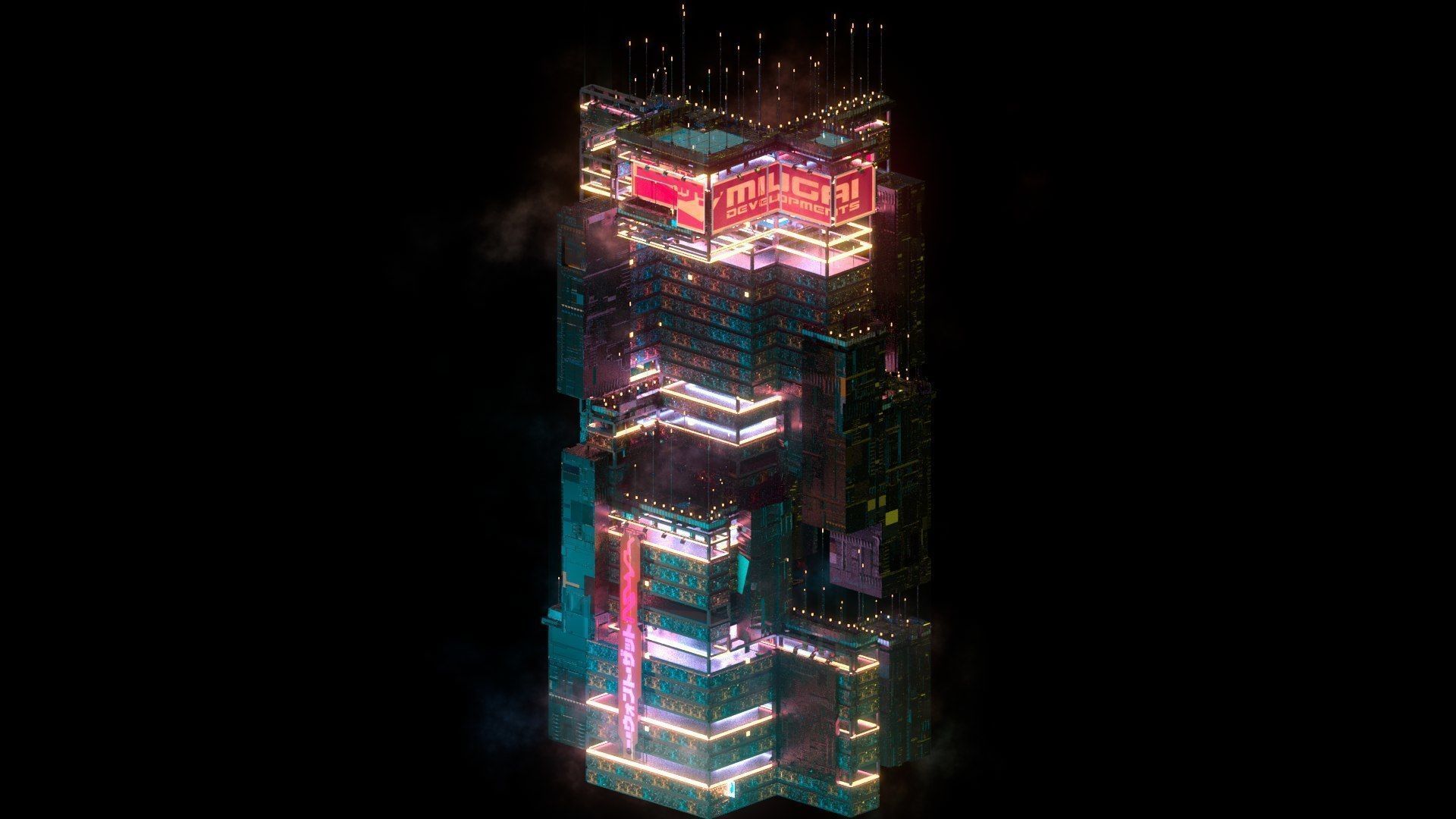 Sci-Fi Cyberpunk Futuristic City Skyscraper Building  48 3D model_1