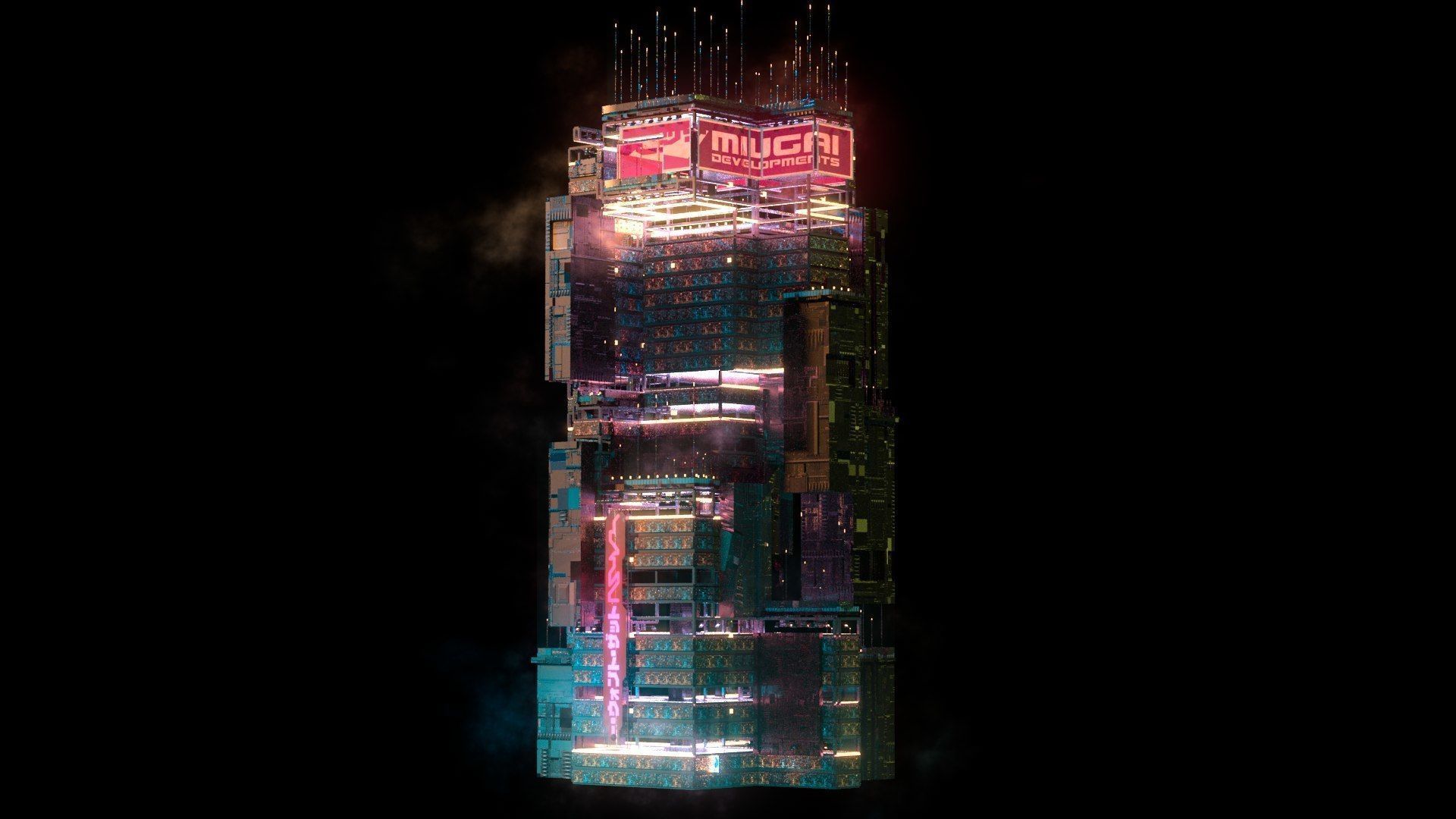 Sci-Fi Cyberpunk Futuristic City Skyscraper Building  48 3D model_3