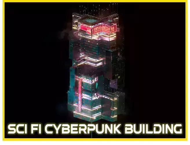 Sci-Fi Cyberpunk Futuristic City Skyscraper Building  48 3D model