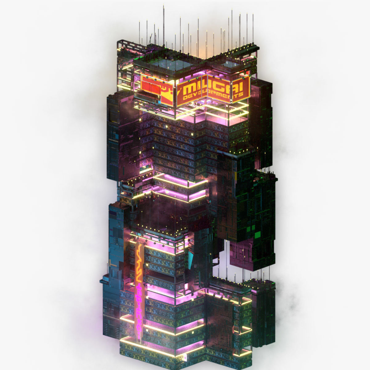Sci-Fi Cyberpunk Futuristic City Skyscraper Building  48 3D model_5