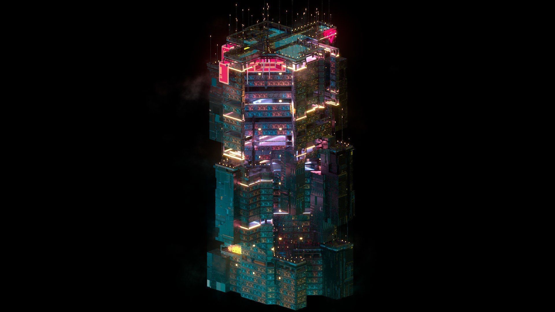Sci-Fi Cyberpunk Futuristic City Skyscraper Building 47 3D model_1