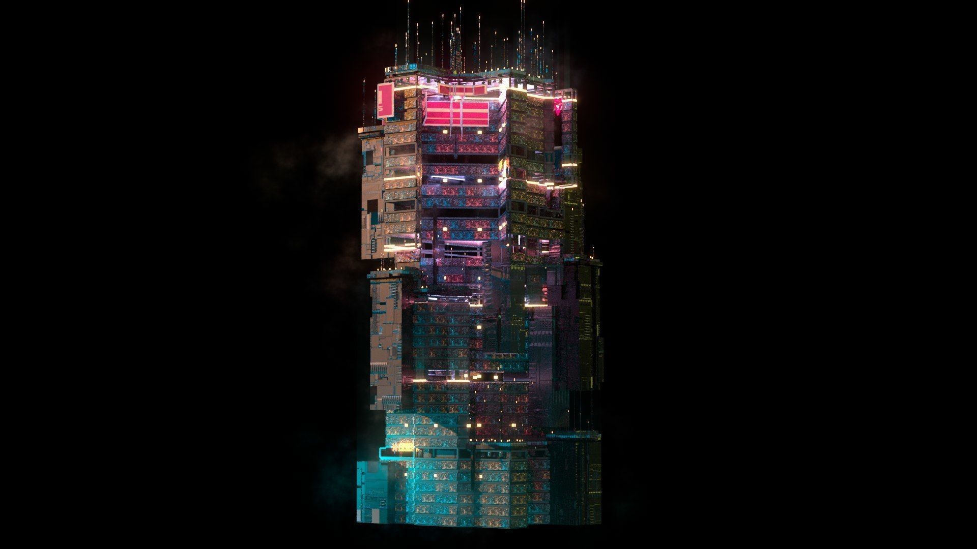 Sci-Fi Cyberpunk Futuristic City Skyscraper Building 47 3D model_3
