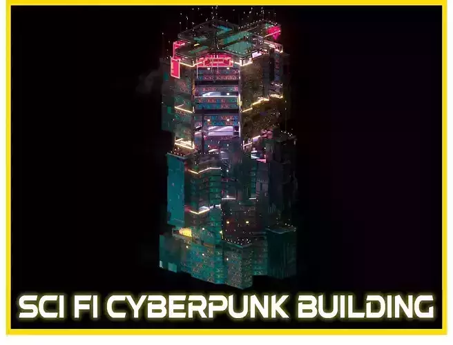Sci-Fi Cyberpunk Futuristic City Skyscraper Building  47
