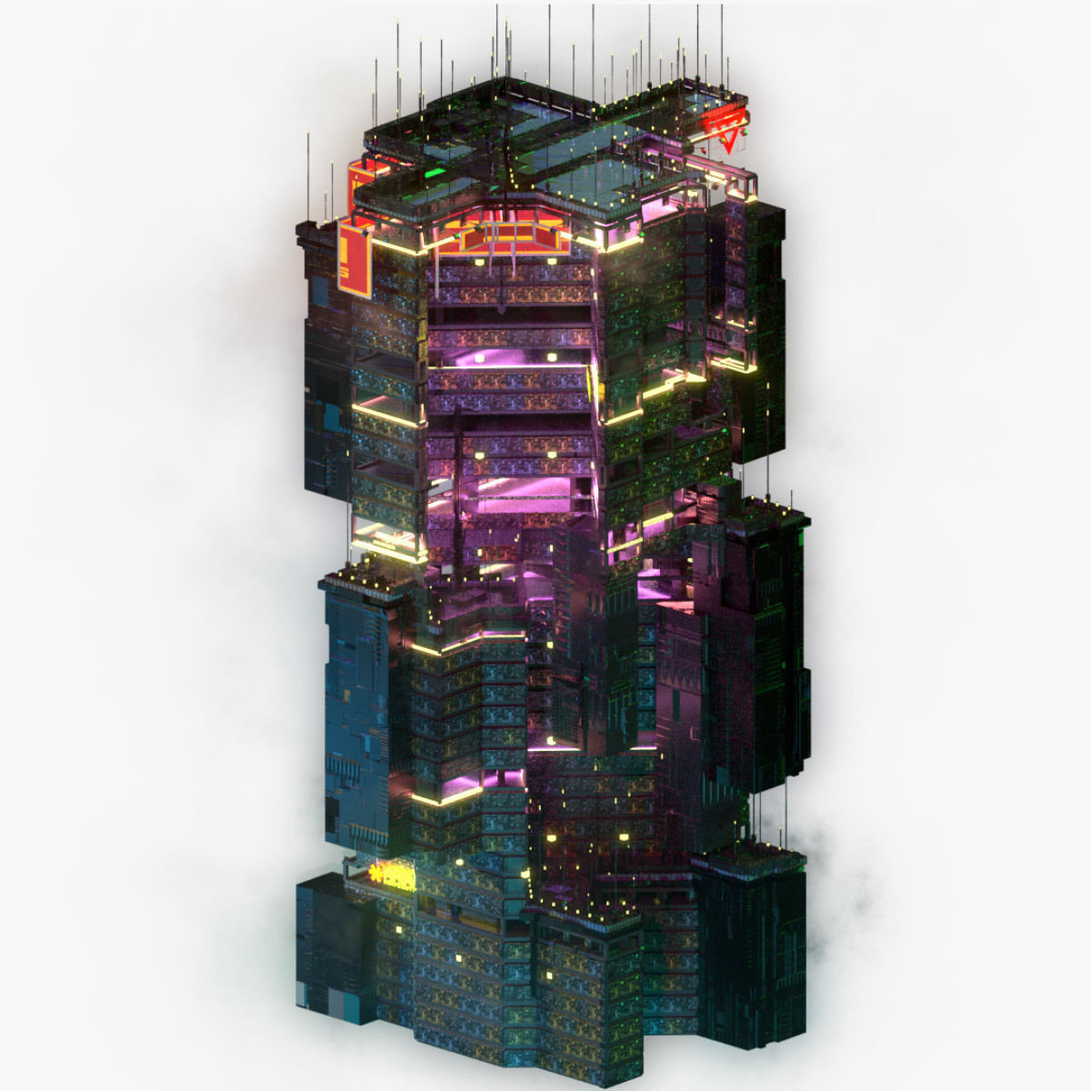 Sci-Fi Cyberpunk Futuristic City Skyscraper Building 47 3D model_5