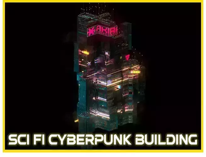 Sci-Fi Cyberpunk Futuristic City Skyscraper Building  46