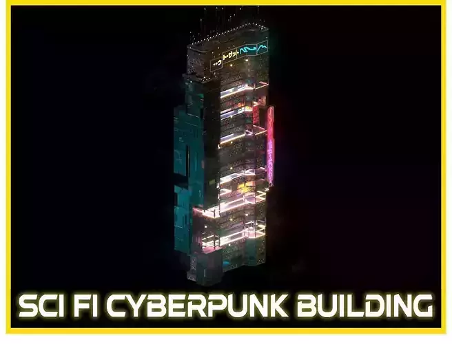 Sci-Fi Cyberpunk Futuristic City Skyscraper Building 43 3D model