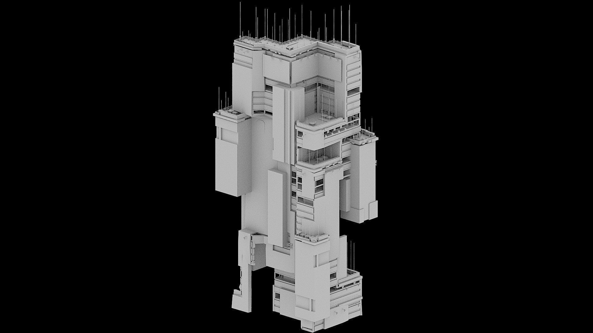 Sci-Fi Cyberpunk Futuristic City Skyscraper Building 41 3D model_2