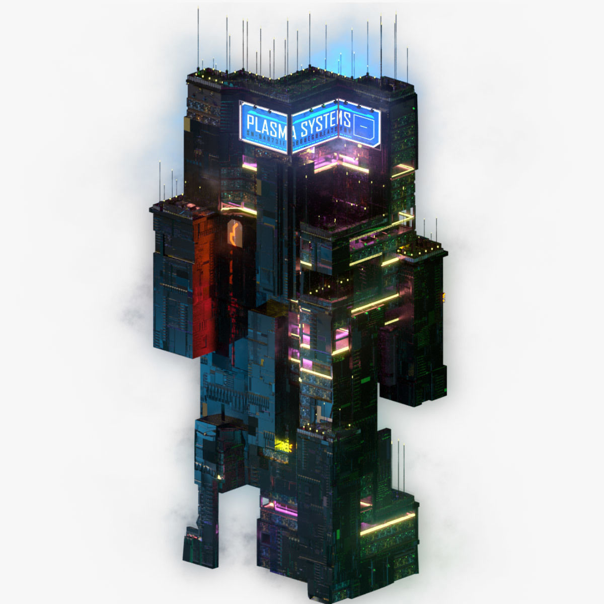 Sci-Fi Cyberpunk Futuristic City Skyscraper Building 41 3D model_5