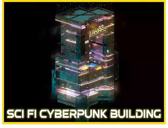 Sci-Fi Cyberpunk Futuristic City Skyscraper Building  39