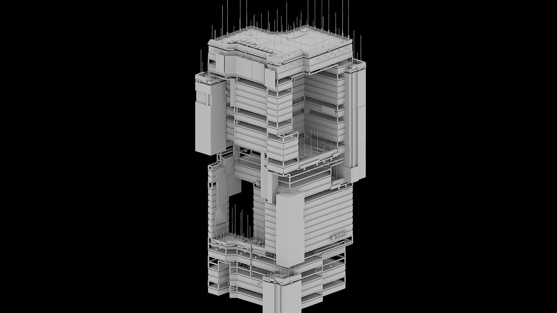 Sci-Fi Cyberpunk Futuristic City Skyscraper Building  38 3D model_2