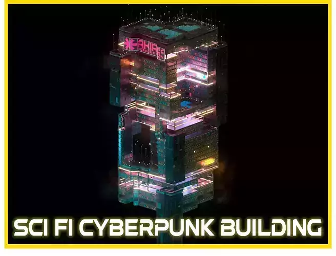 Sci-Fi Cyberpunk Futuristic City Skyscraper Building  38