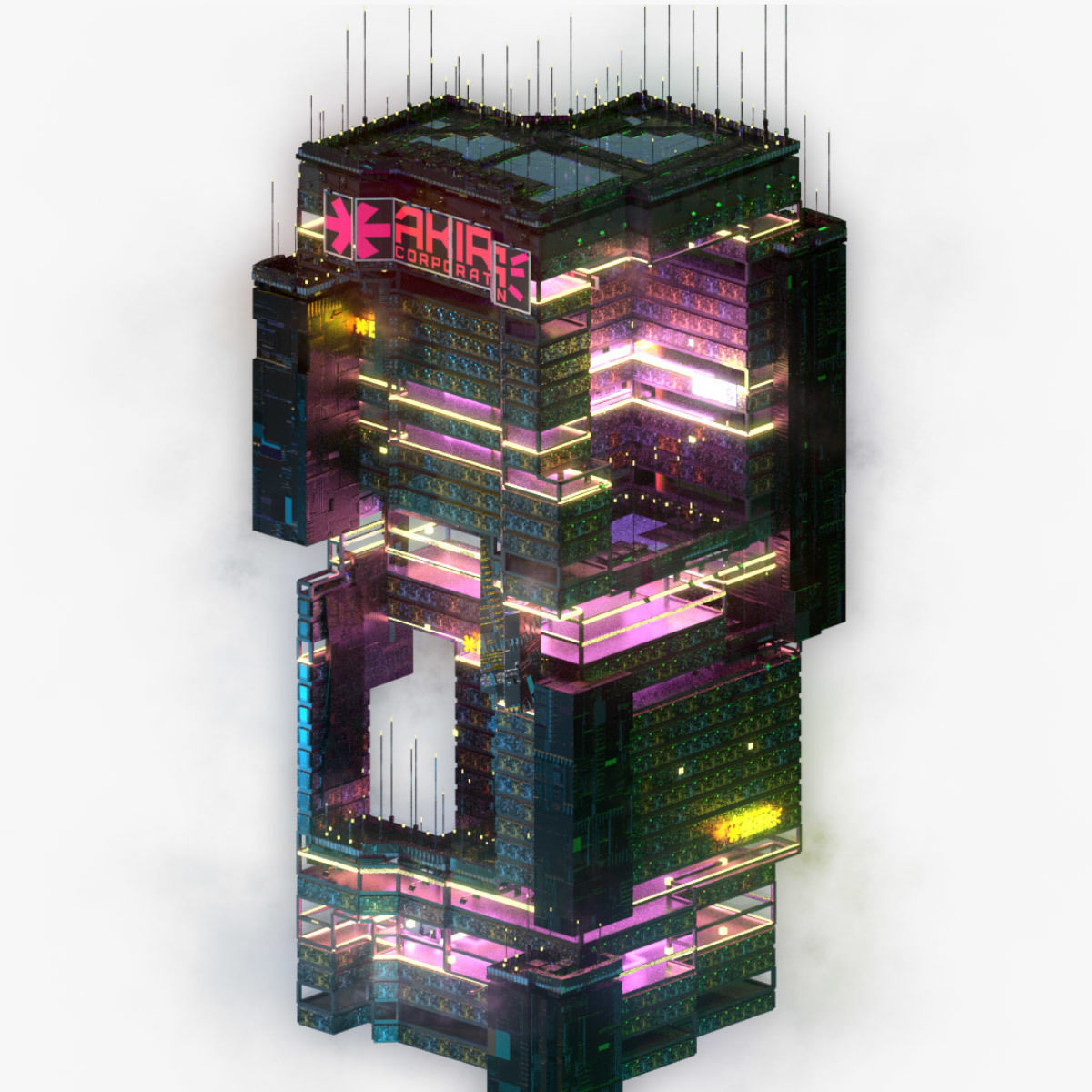 Sci-Fi Cyberpunk Futuristic City Skyscraper Building  38 3D model_5