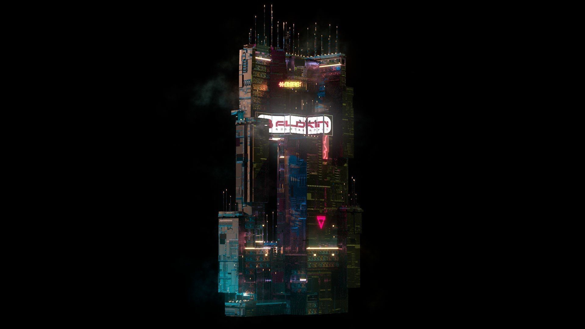 Sci-Fi Cyberpunk Futuristic City Skyscraper Building  37 3D model_3