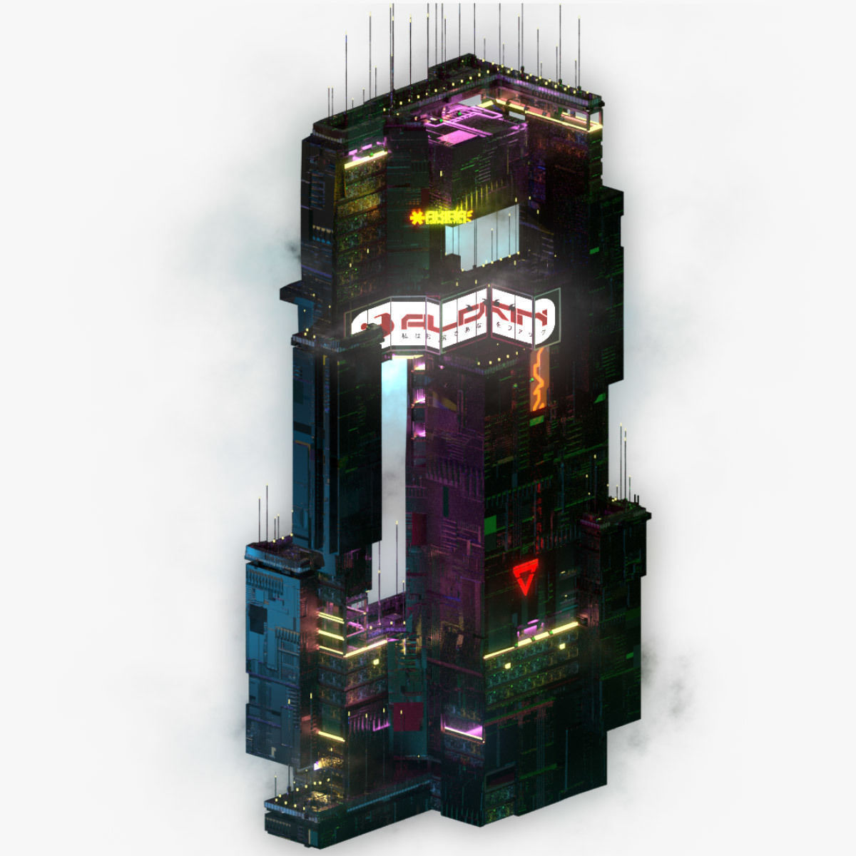 Sci-Fi Cyberpunk Futuristic City Skyscraper Building  37 3D model_5