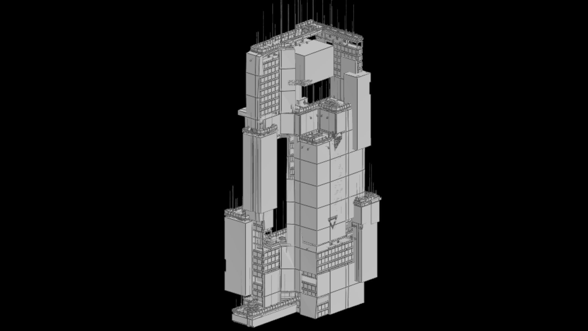 Sci-Fi Cyberpunk Futuristic City Skyscraper Building  37 3D model_6