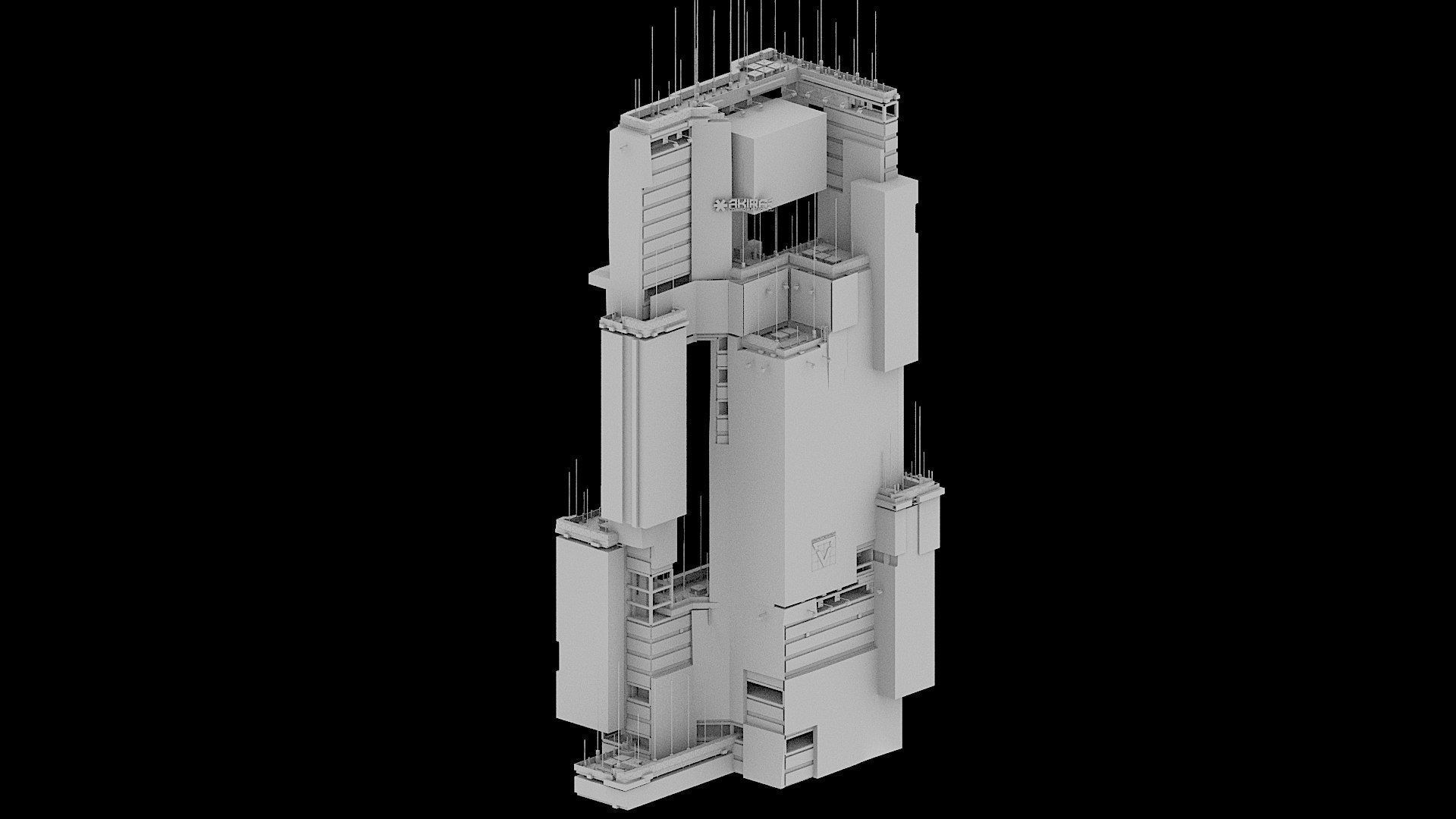 Sci-Fi Cyberpunk Futuristic City Skyscraper Building  37 3D model_2