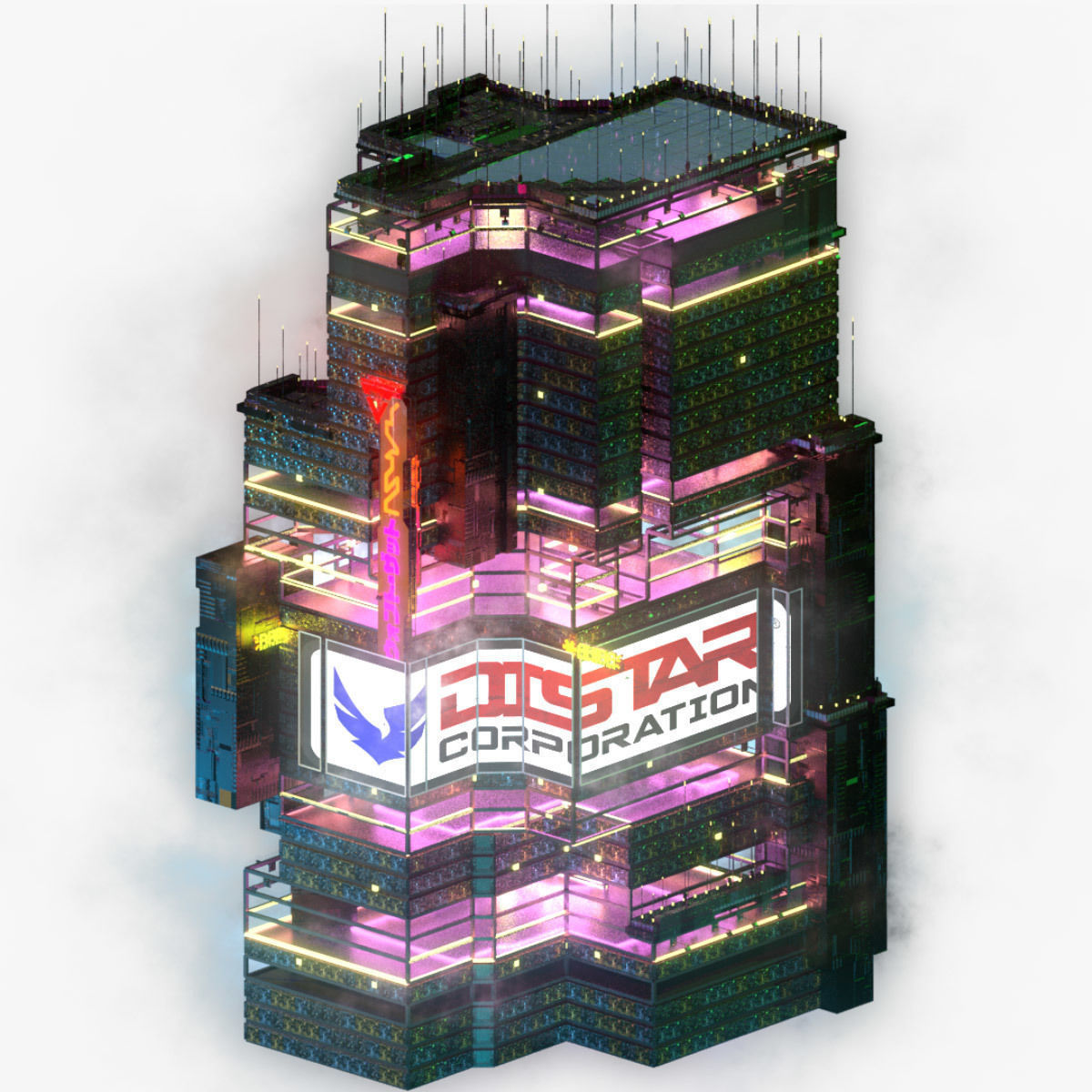 Sci-Fi Cyberpunk Futuristic City Skyscraper Building 36 3D model_5