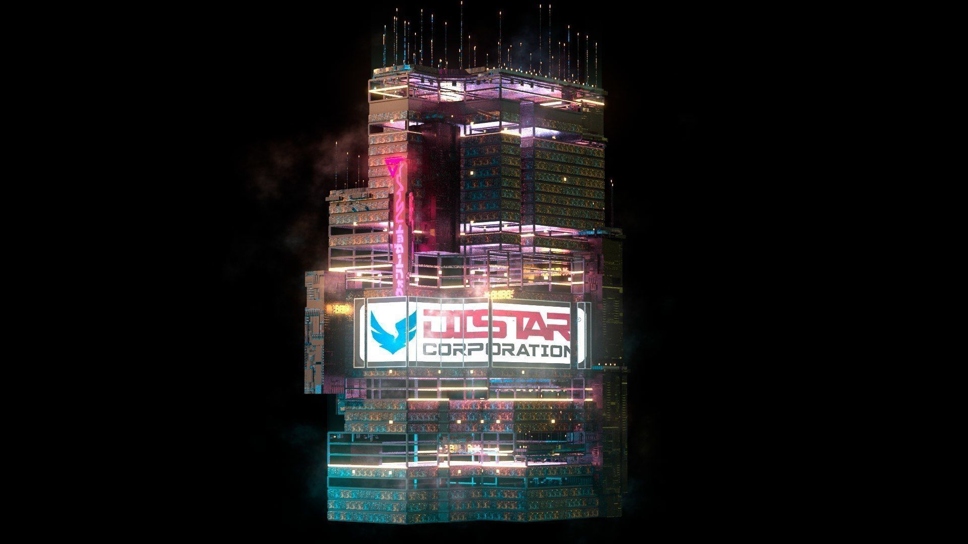 Sci-Fi Cyberpunk Futuristic City Skyscraper Building 36 3D model_3