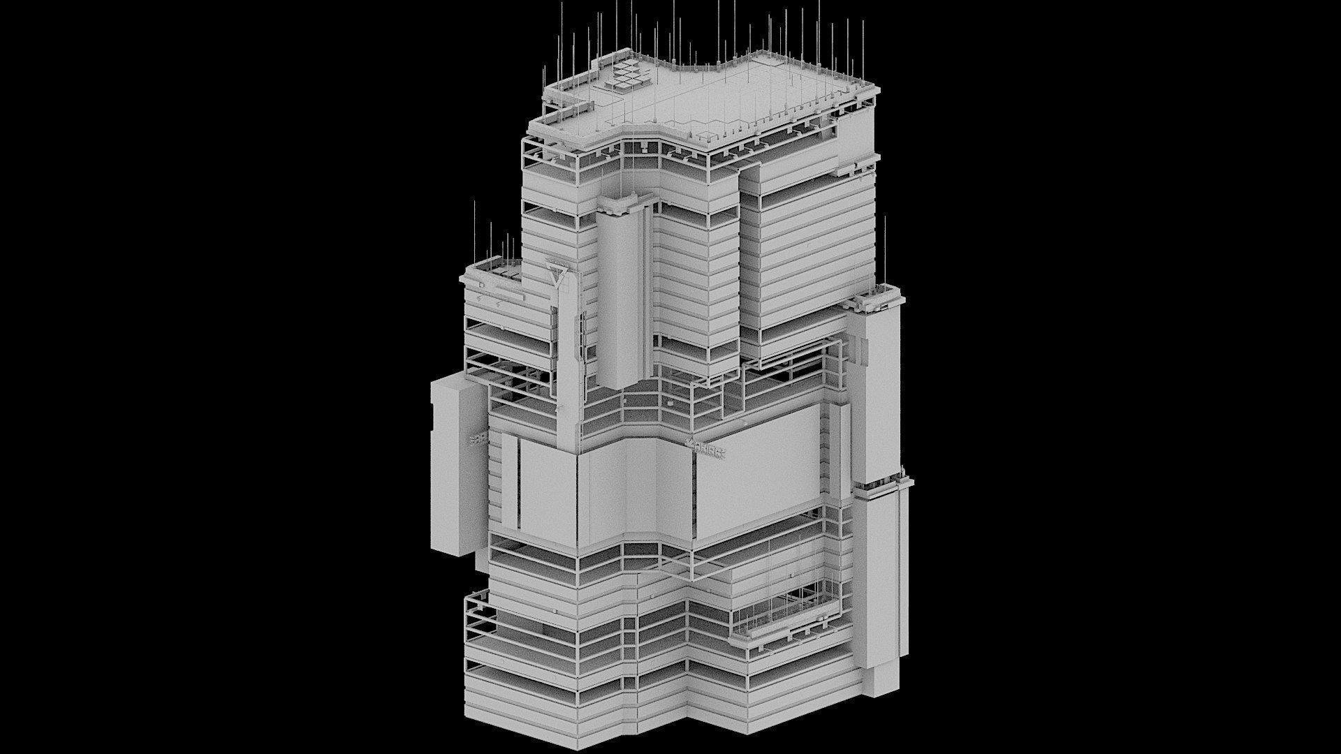 Sci-Fi Cyberpunk Futuristic City Skyscraper Building 36 3D model_2