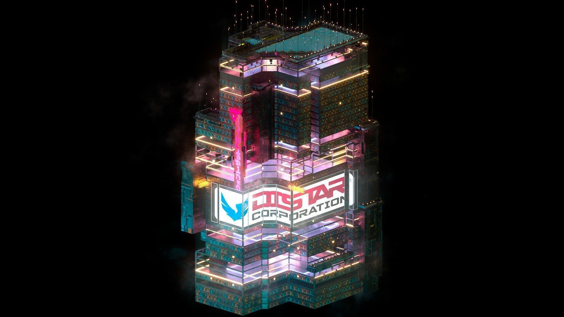 Sci-Fi Cyberpunk Futuristic City Skyscraper Building 36 3D model_1