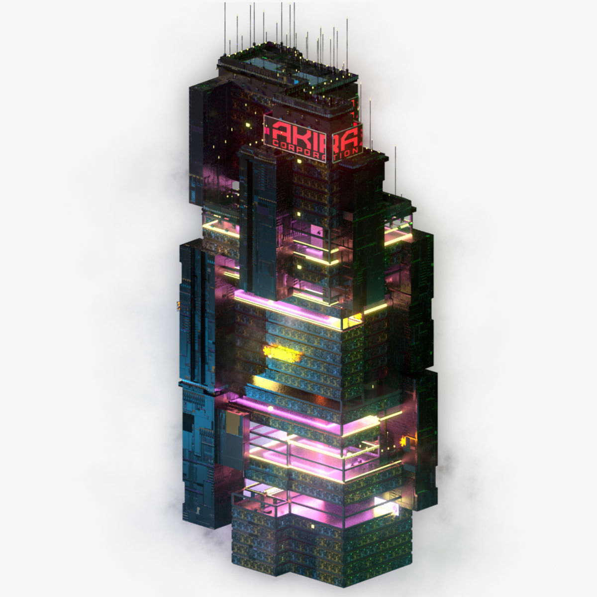 Sci-Fi Cyberpunk Futuristic City Skyscraper Building 35 3D model_5