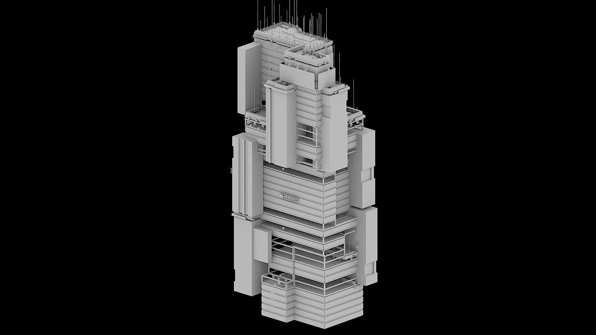 Sci-Fi Cyberpunk Futuristic City Skyscraper Building 35 3D model_2