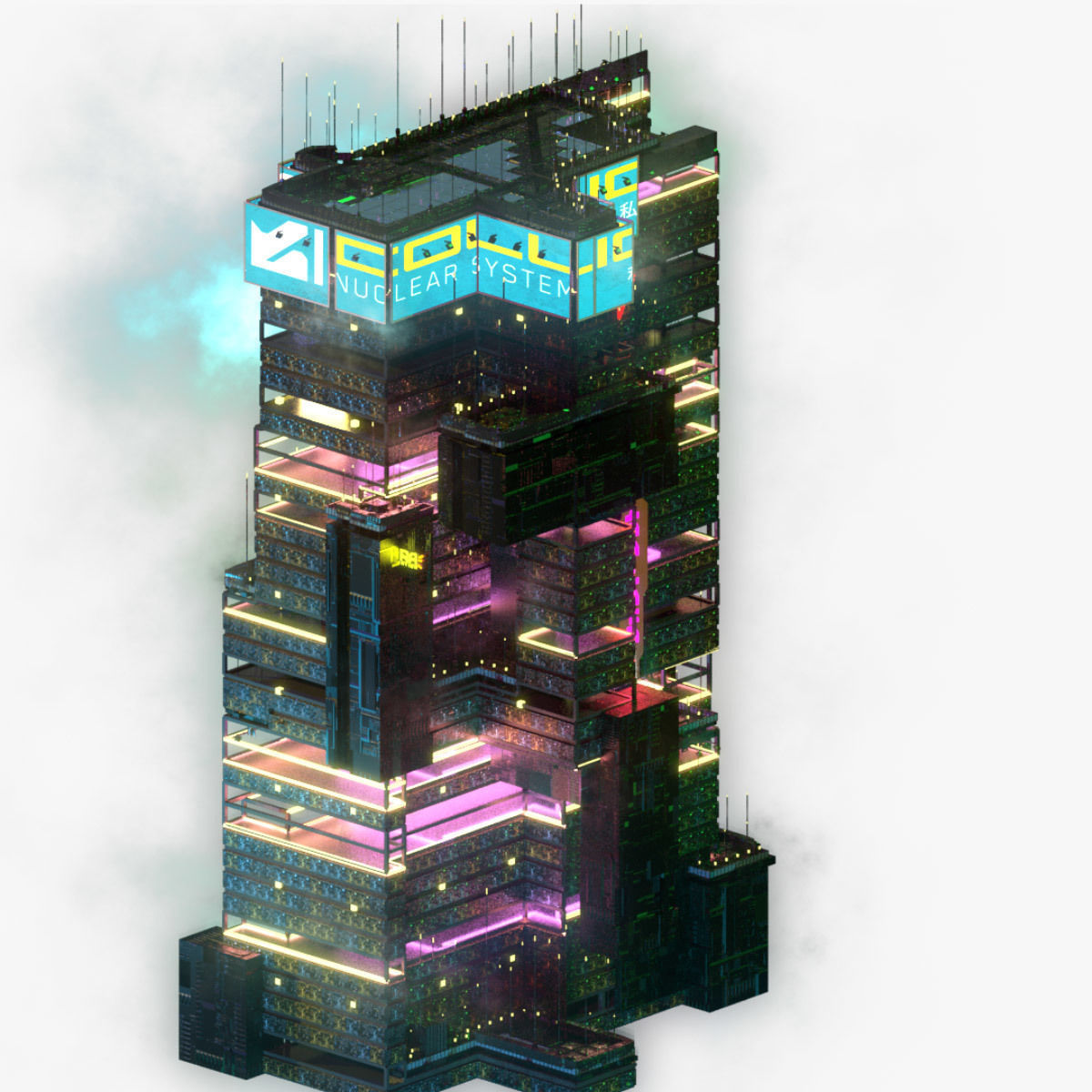 Sci-Fi Cyberpunk Futuristic City Skyscraper Building 34 3D model_5