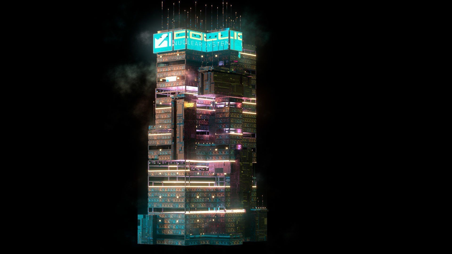 Sci-Fi Cyberpunk Futuristic City Skyscraper Building 34 3D model_3