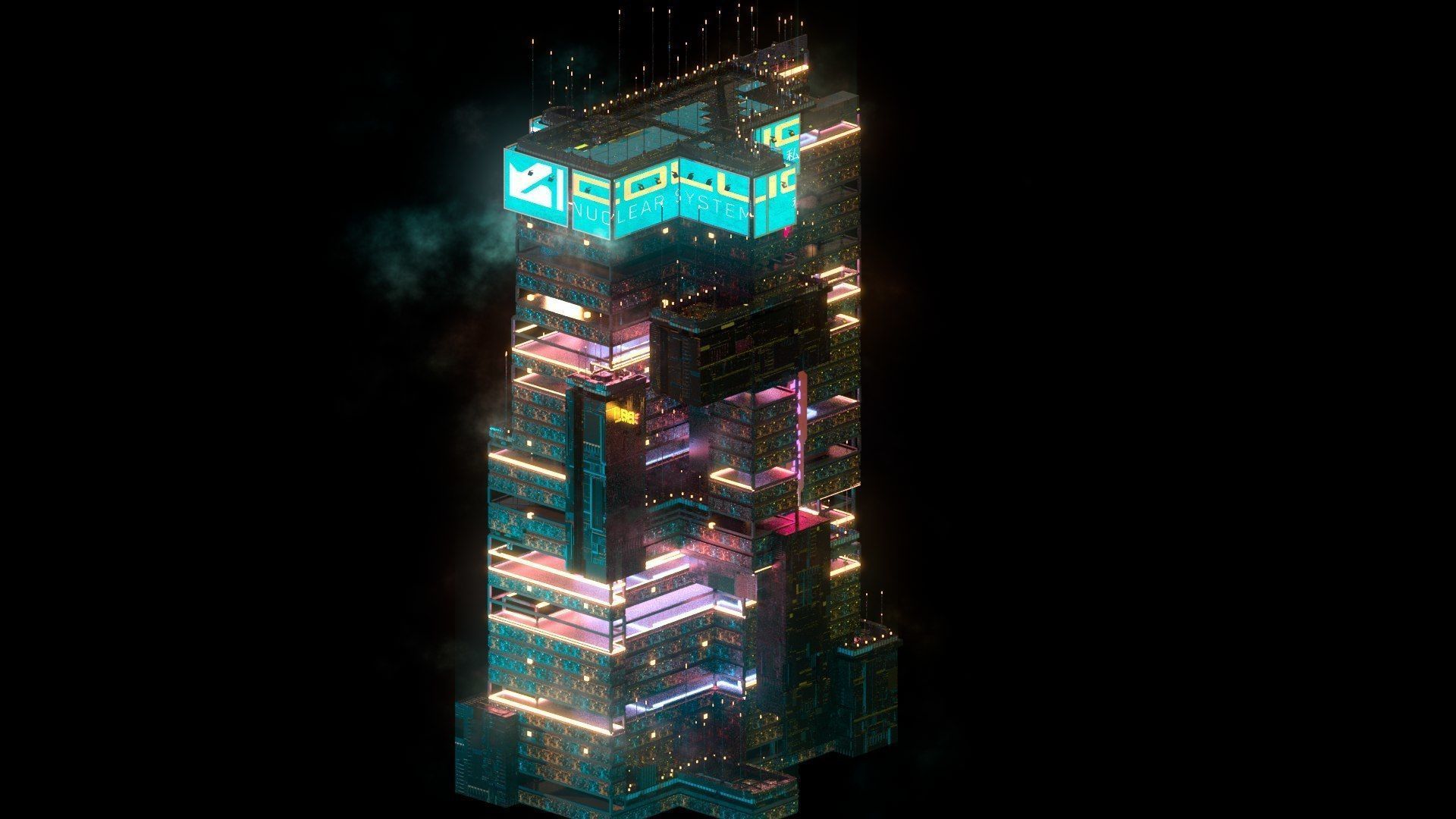 Sci-Fi Cyberpunk Futuristic City Skyscraper Building 34 3D model_1