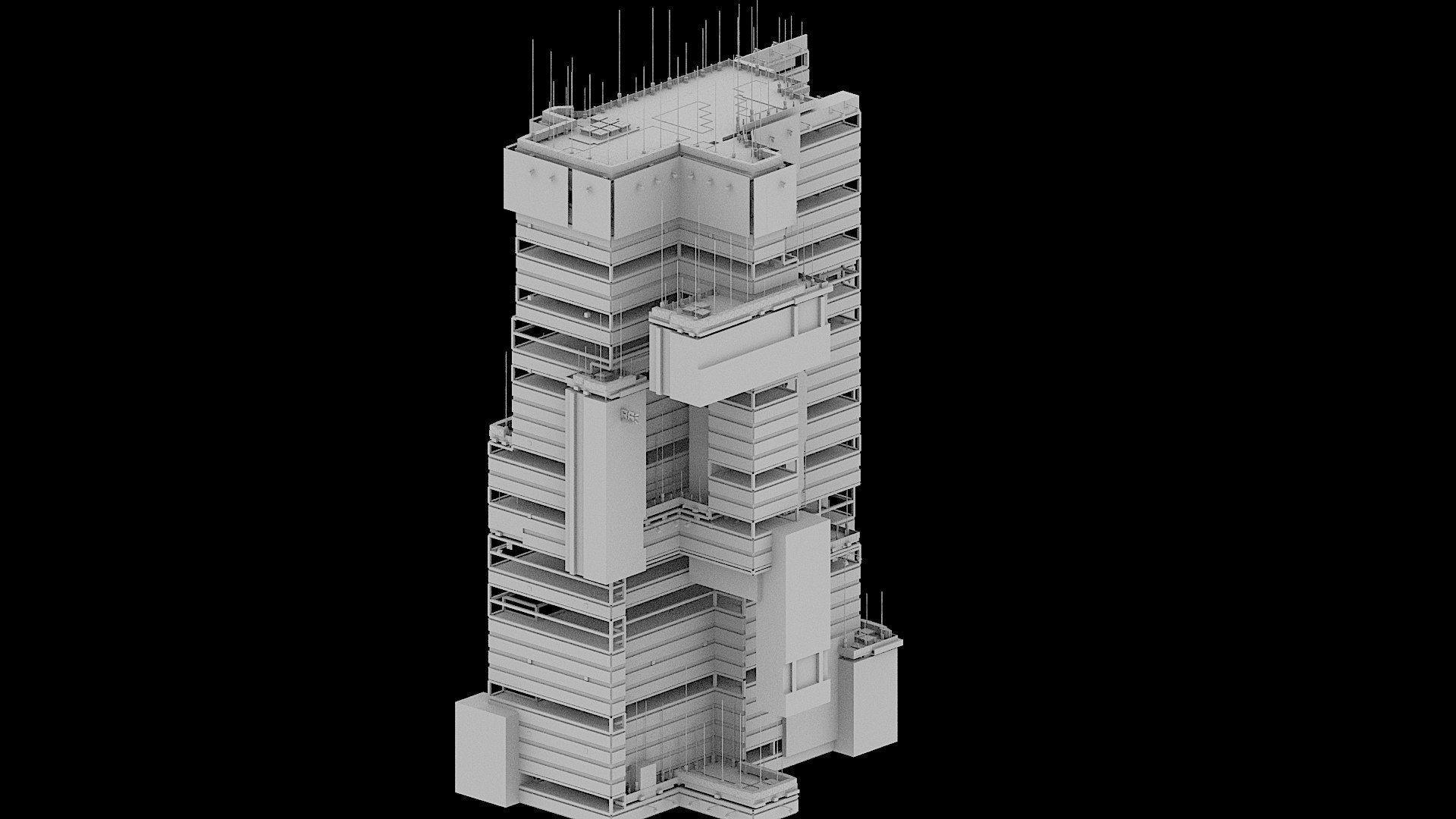 Sci-Fi Cyberpunk Futuristic City Skyscraper Building 34 3D model_2