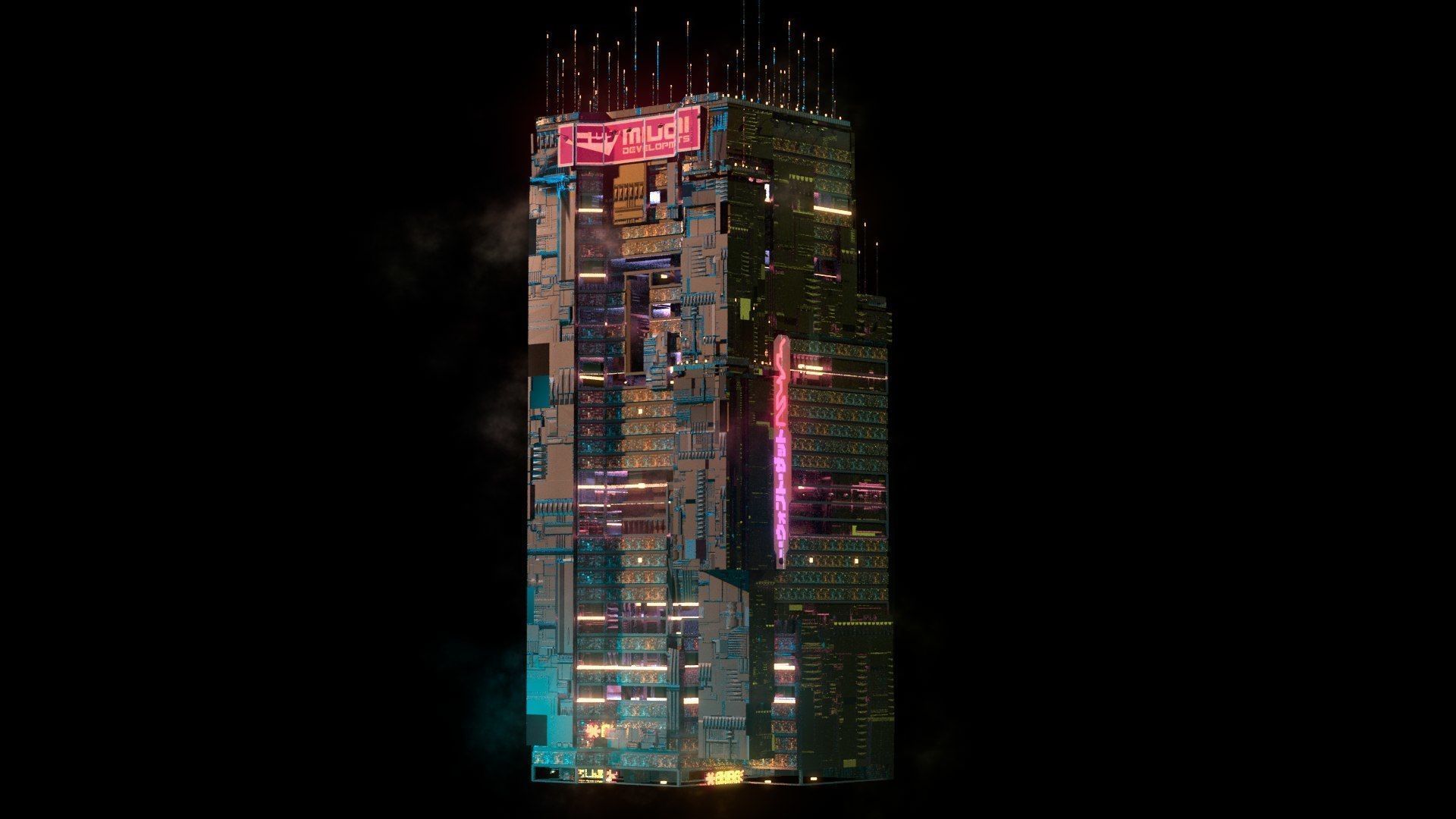 Sci-Fi Cyberpunk Futuristic City Skyscraper Building  33 3D model_3
