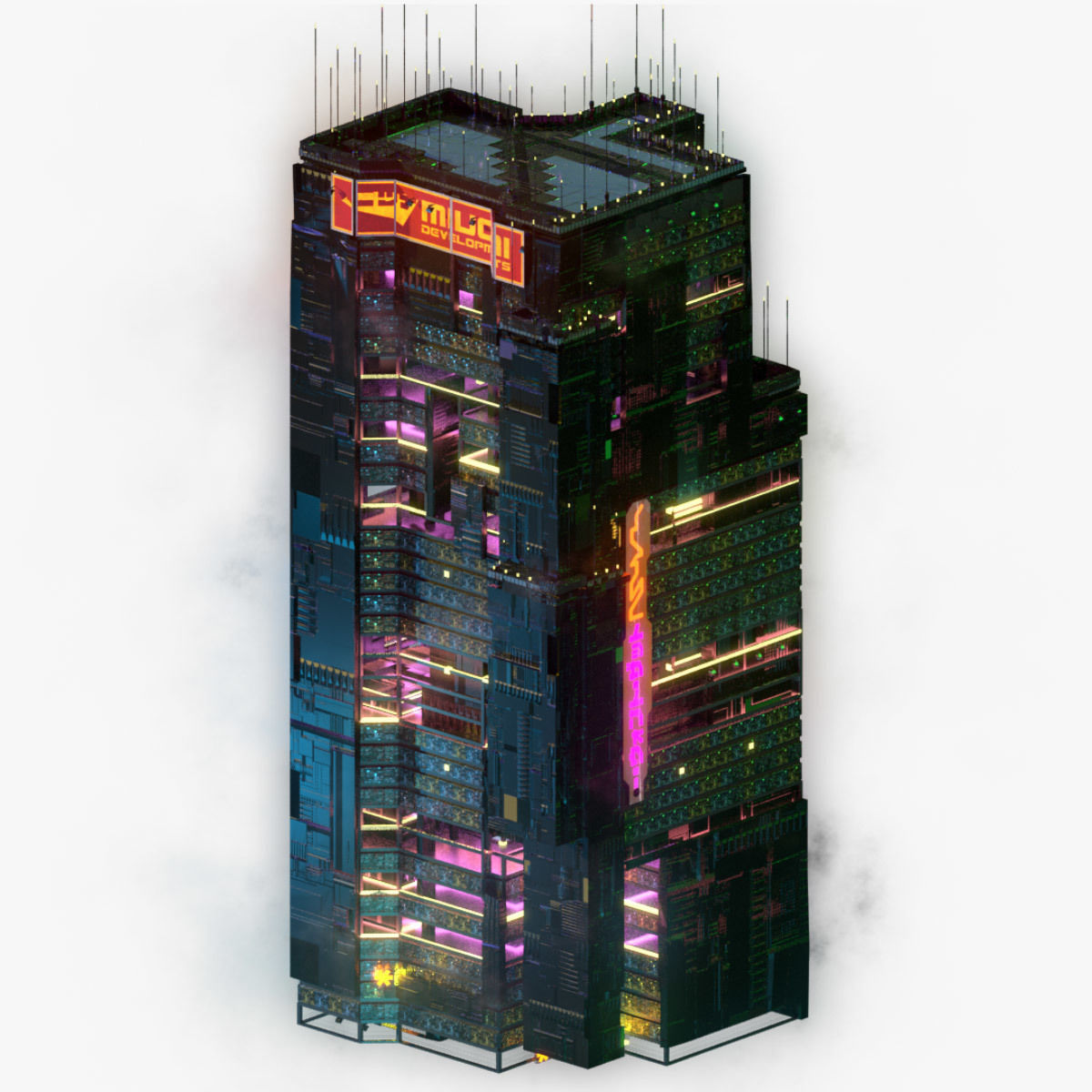 Sci-Fi Cyberpunk Futuristic City Skyscraper Building  33 3D model_5