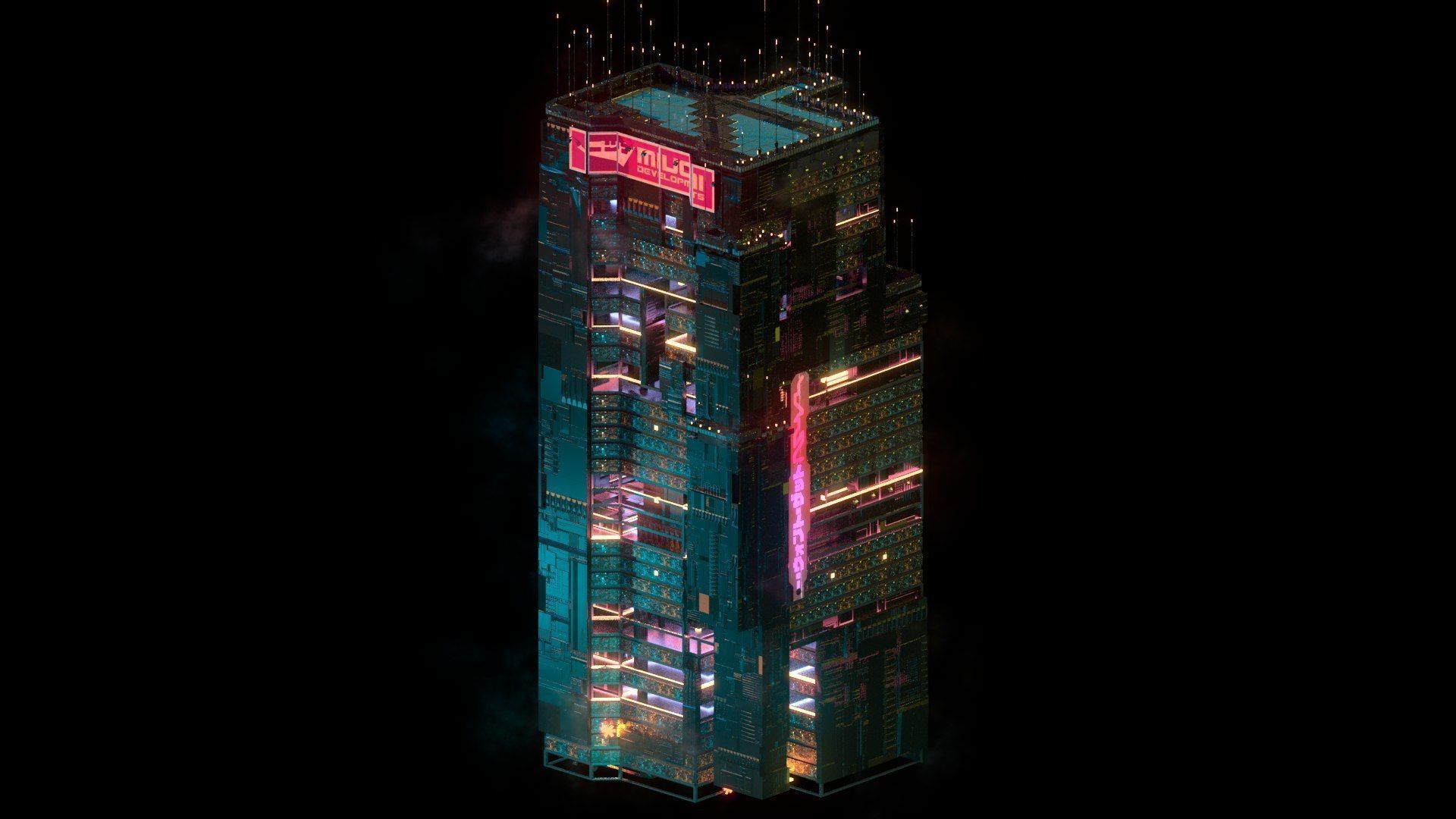 Sci-Fi Cyberpunk Futuristic City Skyscraper Building  33 3D model_1