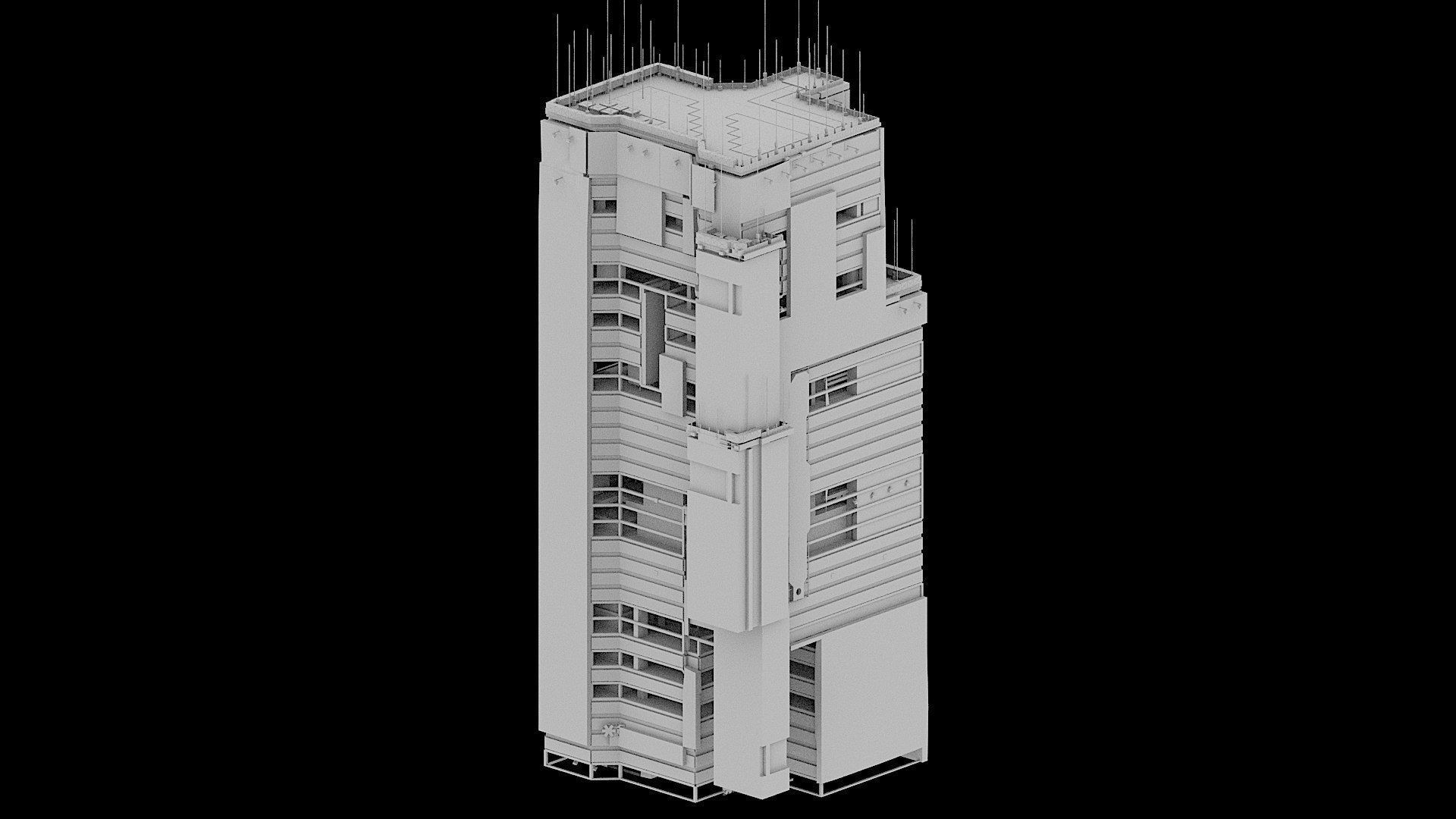 Sci-Fi Cyberpunk Futuristic City Skyscraper Building  33 3D model_2