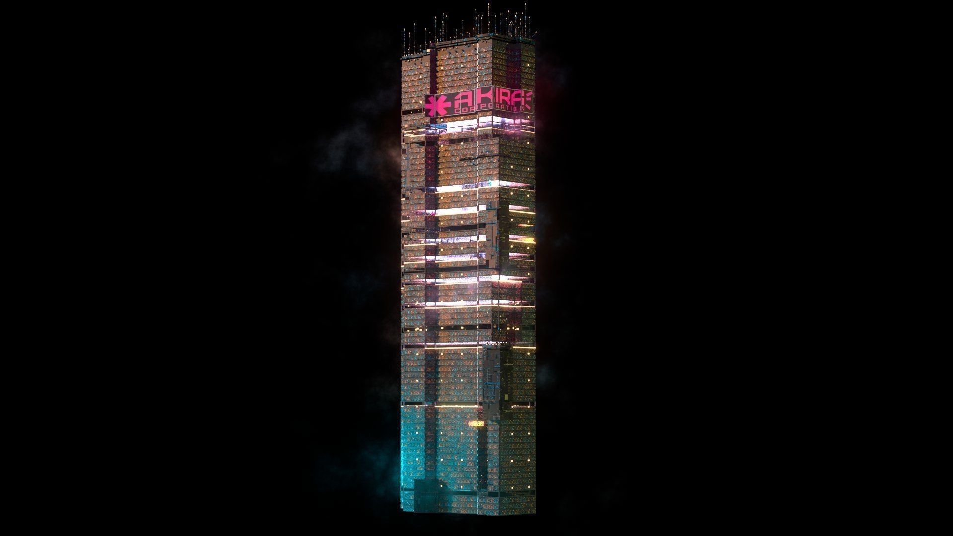 Sci-Fi Cyberpunk Futuristic City Skyscraper Building 32 3D model_3