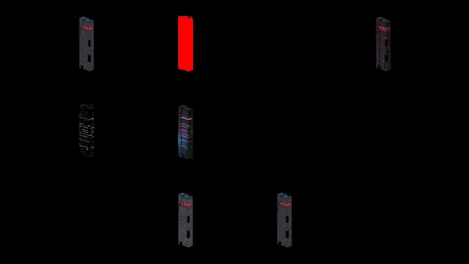 Sci-Fi Cyberpunk Futuristic City Skyscraper Building 32 3D model_4