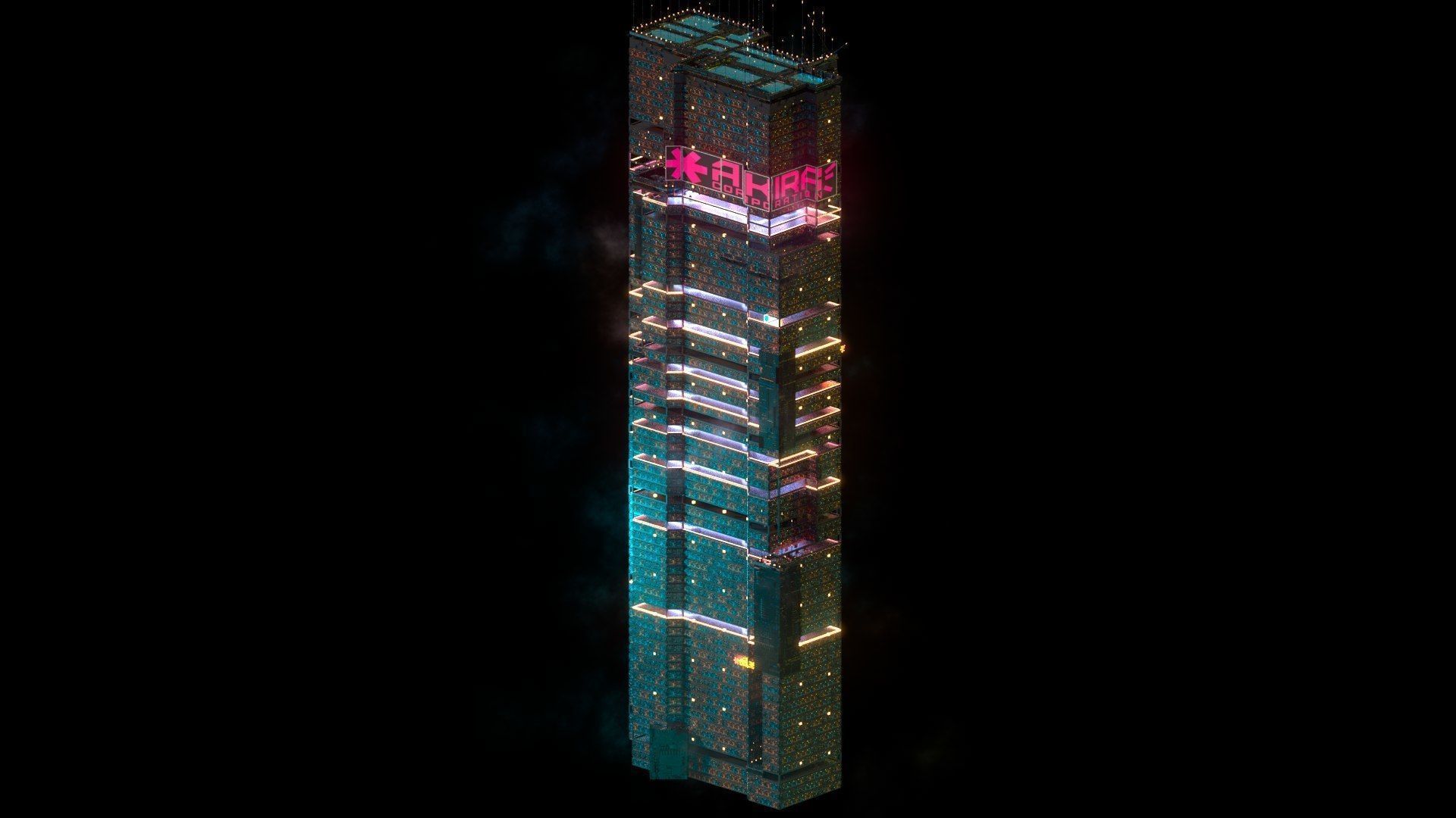 Sci-Fi Cyberpunk Futuristic City Skyscraper Building 32 3D model_1